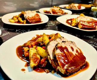 Schweinerücken & Rosmarinkartoffeln & Caponata