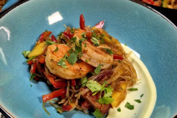 Garnelen-Glasnudelsalat & Wasabi-Dip