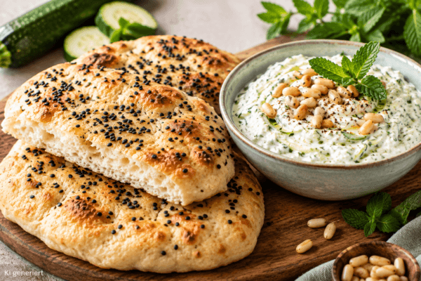 Fladenbrot & Zucchini-Joghurt-Dip